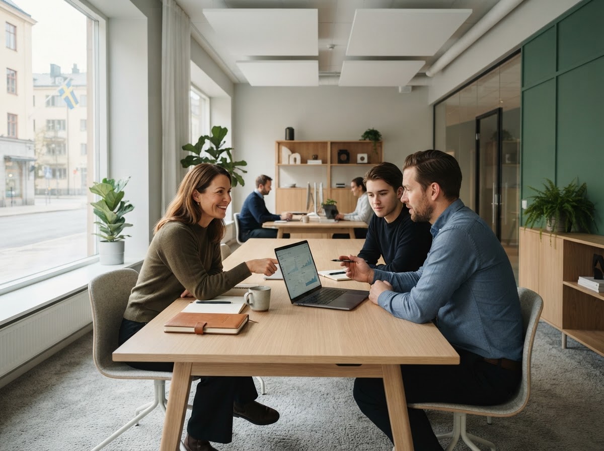 VärdSkyn team som arbetar med dataanalys och portföljstrategi